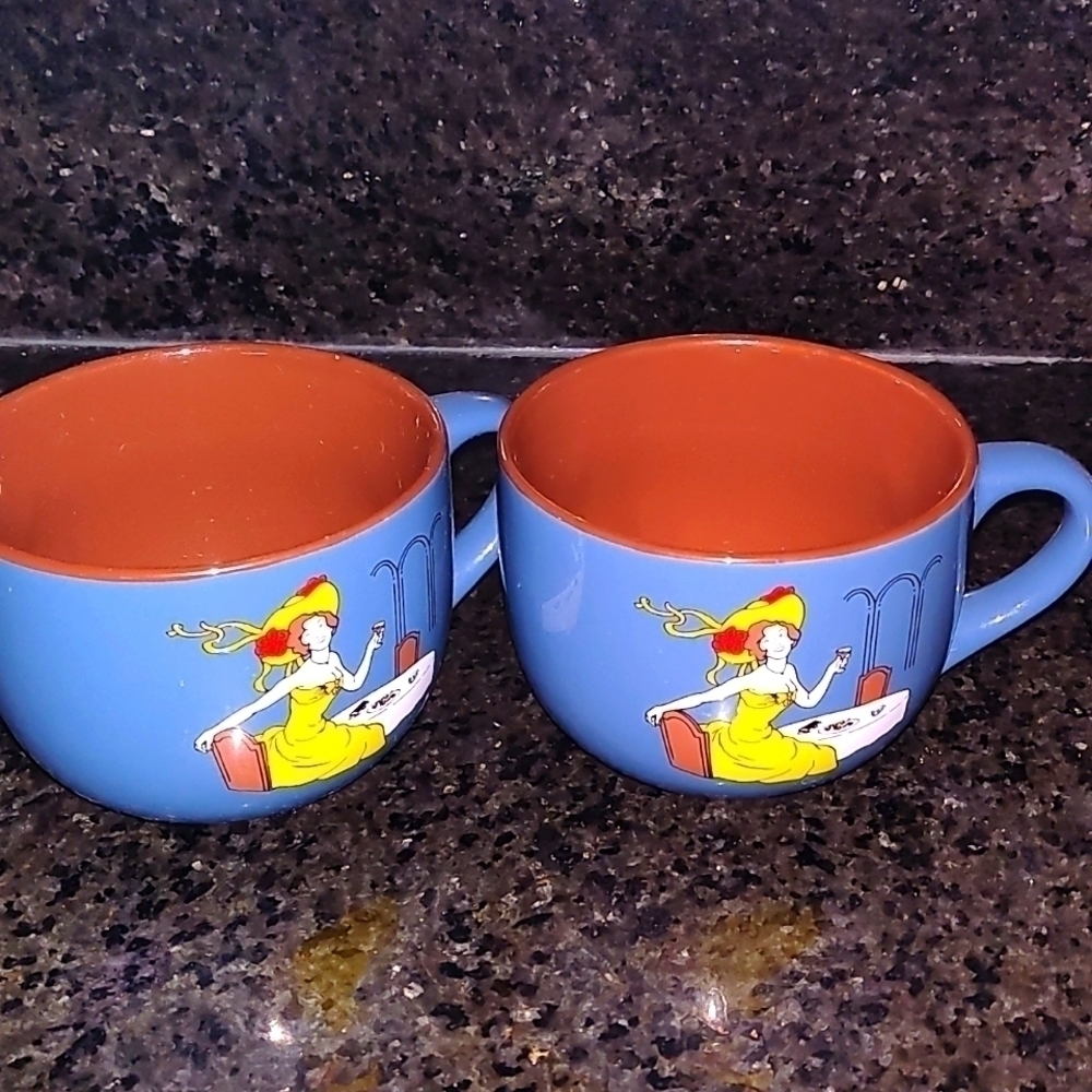 Cafe' Boheme Extra Large Coffee Creme Liquor Mugs Set of 2